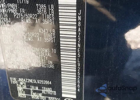 2020 Infiniti Qx80 Luxe Awd from USA, damaged, VIN JN8AZ2NE5L9252664